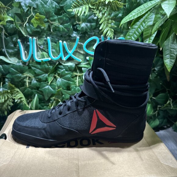 New Reebok Boxing Boot Men Sz  13 Black Red Mayweather Strap MMA Training RARE main image 4